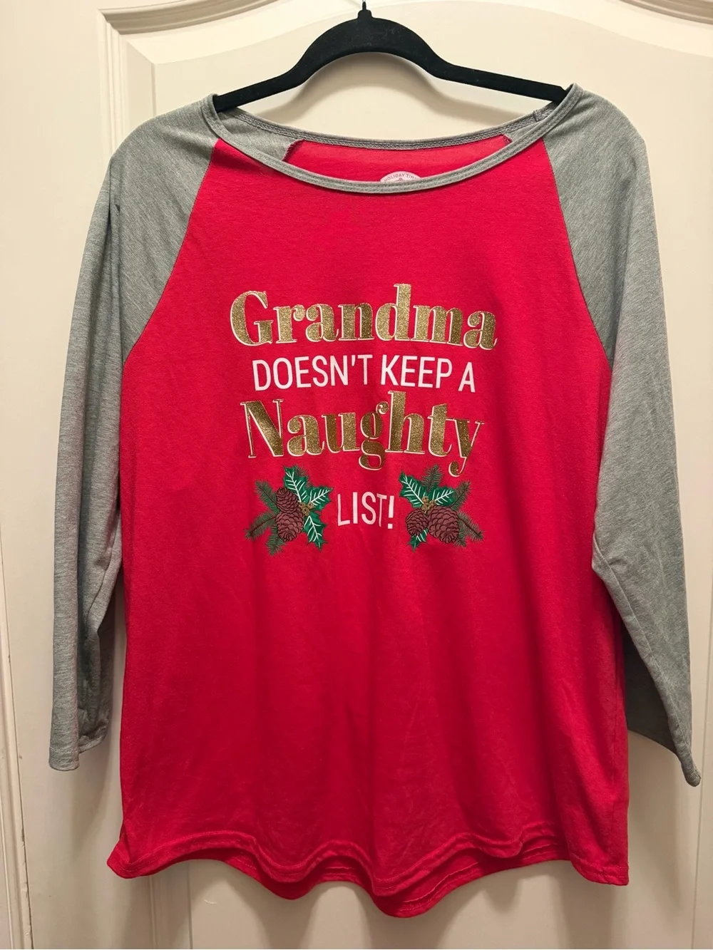 Holiday Time Red Kids' Holiday Top with Gray Trim